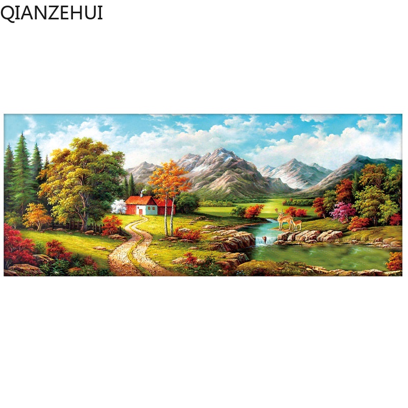 Bộ Tranh Thêu Chữ Thập DIY 11CT In Chữ Thập Phong Cảnh Châu Âu