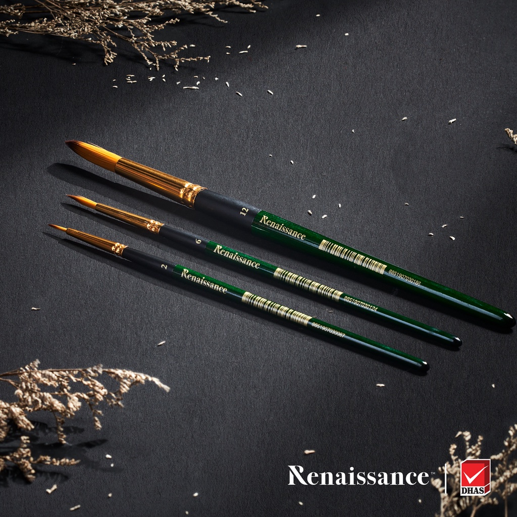 Bút cọ vẽ màu nước đầu tròn Renaissance cao cấp Thái Lan