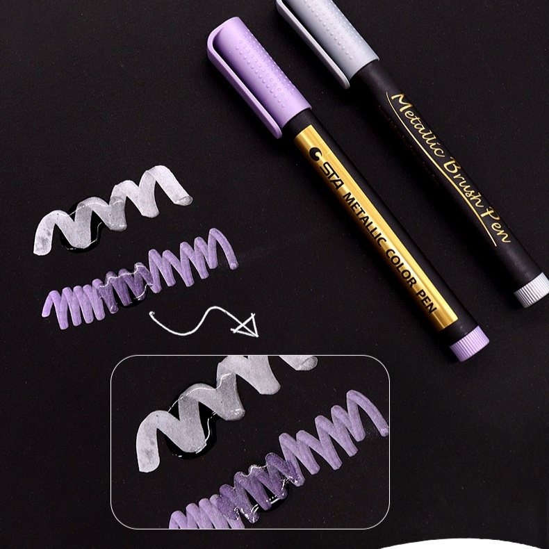 Set 10 Bút Lông Màu Acrylic Thân Kim Loại Ngòi Cứng STA8151