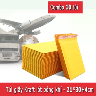 [FREESHIP 50K - RẺ VÔ ĐỊCH] 10 Túi Giấy Lót Bóng Khí (Kraft) 21x30+4cm - Phong Bì Đóng Gói Hàng Hóa Chống Sốc khổ A4