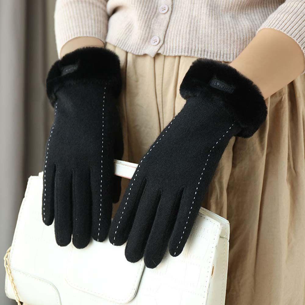 Găng Tay Lái Xe Vải Cashmere Chống Gió Giữ Ấm Có Thể Chạm Màn Hình Cảm Ứng