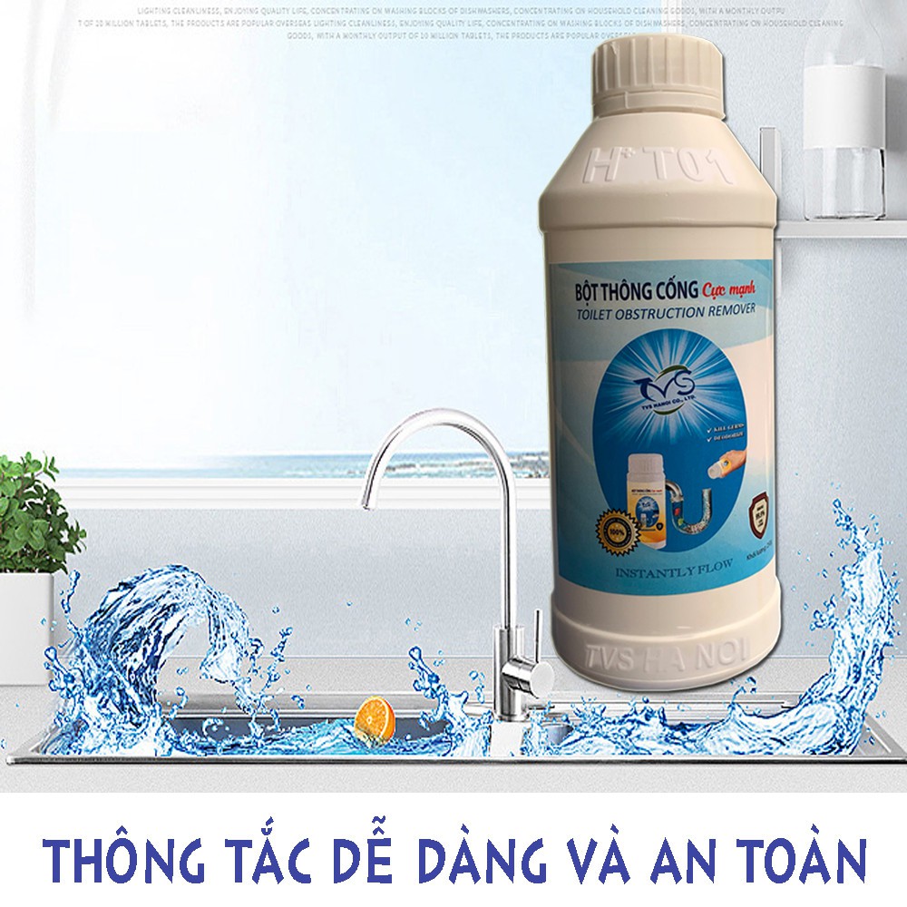 Bột thông tắc cống (chai lớn250g) hữu cơ CỰC NHANH TVS,thông tắc bồn cầu,thông cống,thông tắc lavabo,bồn rửa bát.