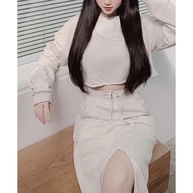 Chân váy xẻ dài vintage