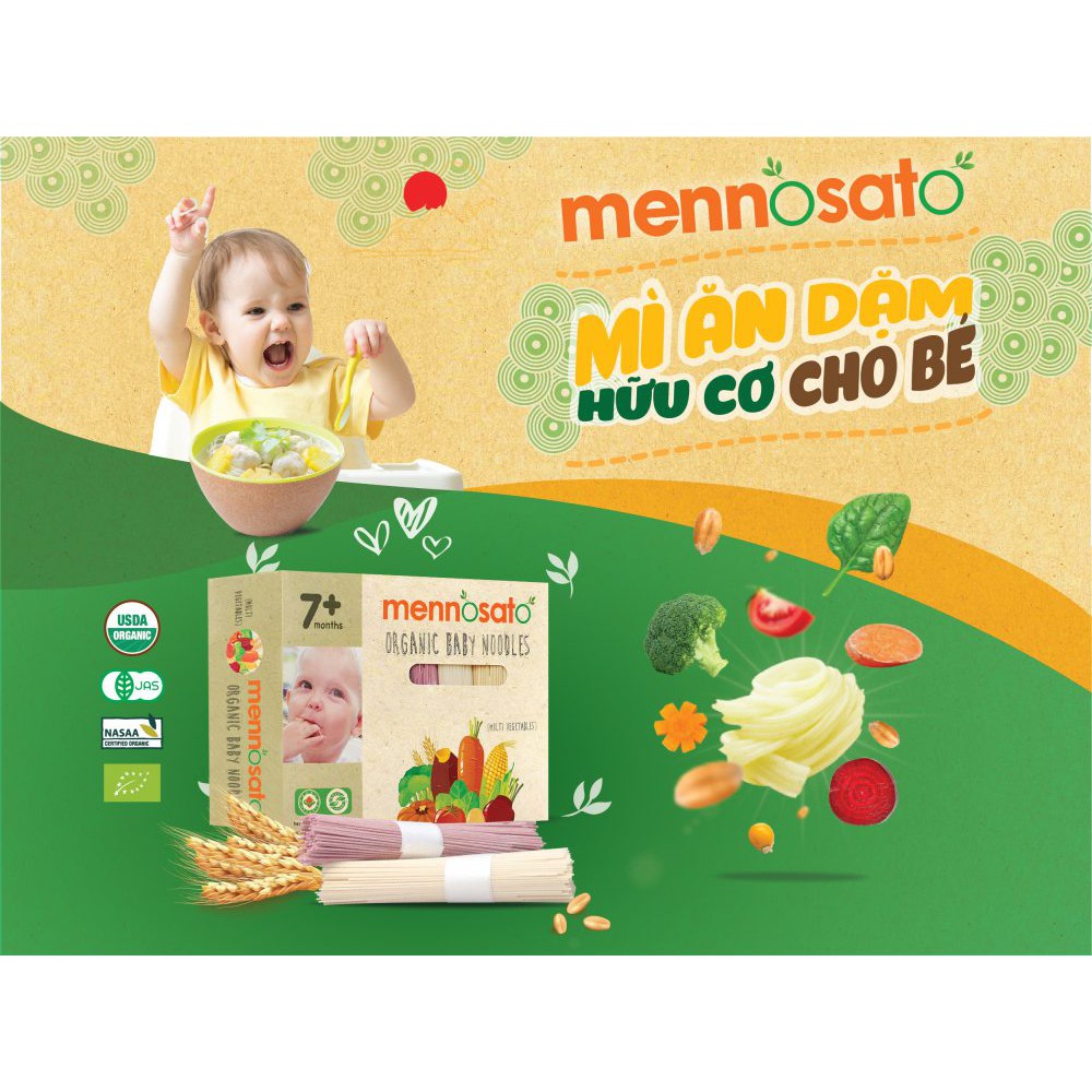 Mì ăn dặm rau củ hữu cơ cho bé Organic Baby Noodles vị hỗn hợp 300g Men No Sato