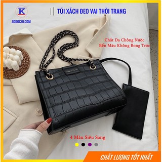 Túi Xách Đeo Vai Dây Xích Thời Trang | Túi Da Nữ Mang Hơi Hướng Pháp Cổ Điển Kết Hợp Họa Tiết Vân Đá Nature Đẹp Mắt