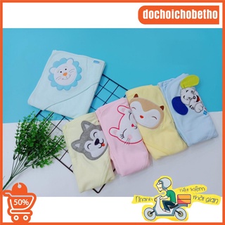 Ủ kén có mũ cho trẻ sơ sinh FUSJ BOSBABI thêu hình, khăn ủ Hè Thu cho bé, chăn choàng Fusj, chăn ủ xô, quấn kén cho bé