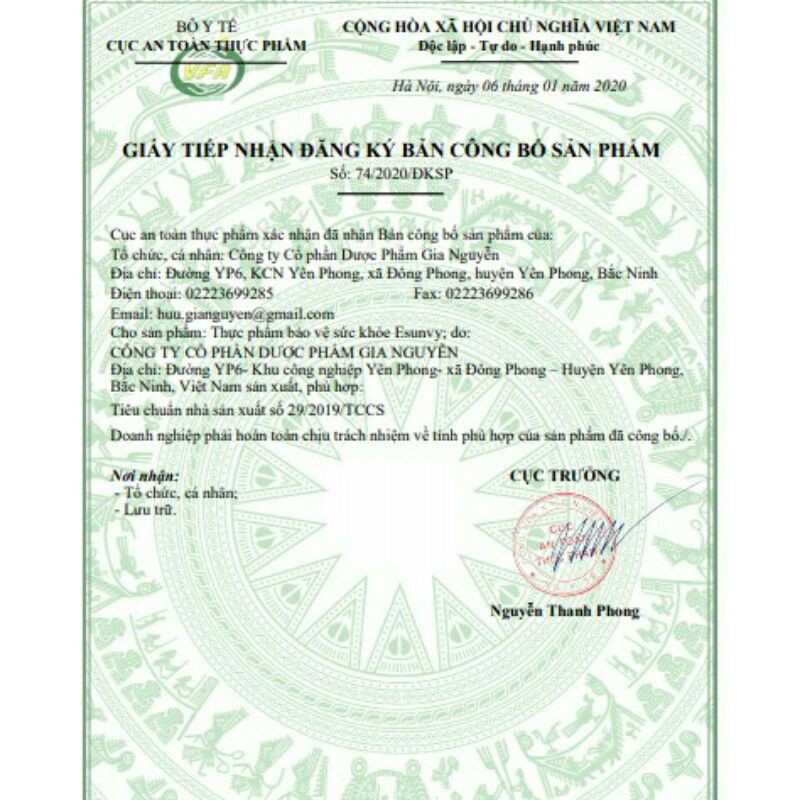 Viên Uống Esunvy Giúp Thanh Nhiệt Giải Độc, Giảm Mụn Trứng Cá, Hạn Chế Vết Thâm Hộp 30 Viên