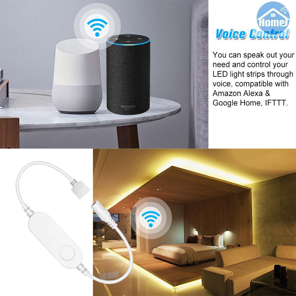 Bộ điều khiển đèn LED không dây thông minh bằng giọng nói RGBW chỉnh màu qua ứng dụng Google Home/Amazon Alexa IFTTT