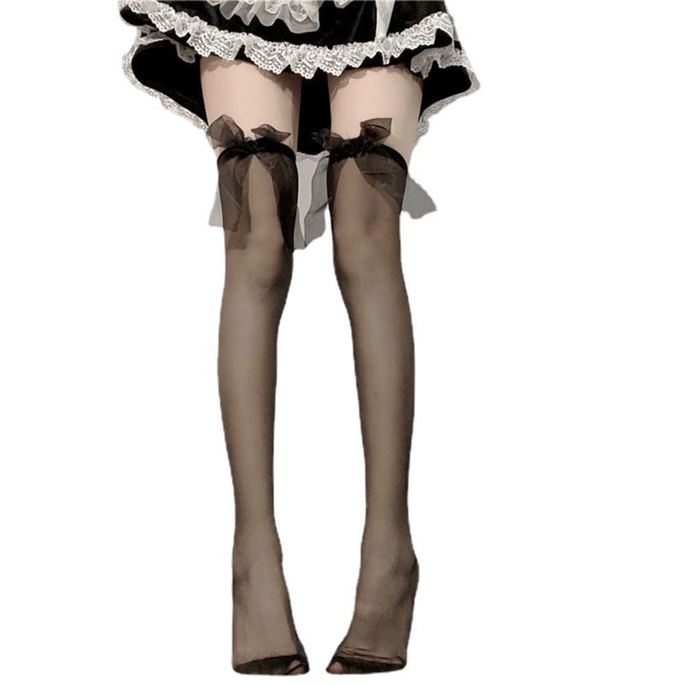 Vớ cotton dài qua gối đính nơ dễ thương dành cho nữ