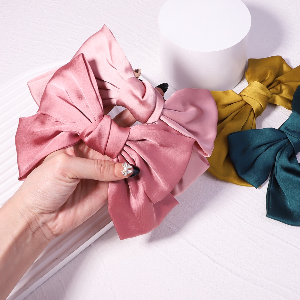 Kẹp tóc nơ KIDSBOWS vải satin hai lớp thời trang xinh xắn cho nữ