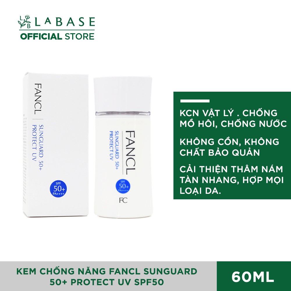 Kem chống năng FANCL Sunguard 50+ Protect UV SPF50 60ml [CÓ BILL]