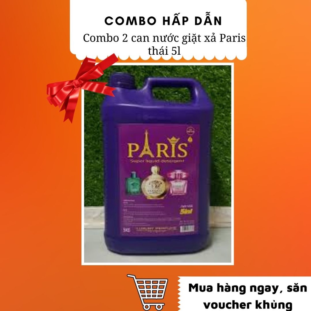 Combo 2 can nước Giặt Xả Paris 5000ml (5lit)