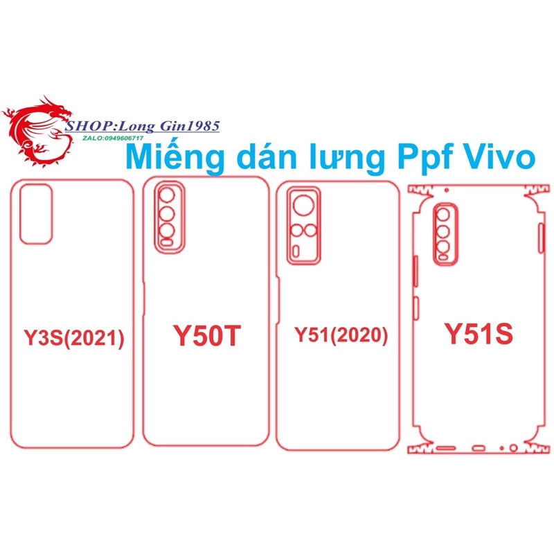 Vivo Y3S,Y50T,Y51(2020),Y51S miếng dán Ppf mặt sau bảo vệ tốt cho điện thoại