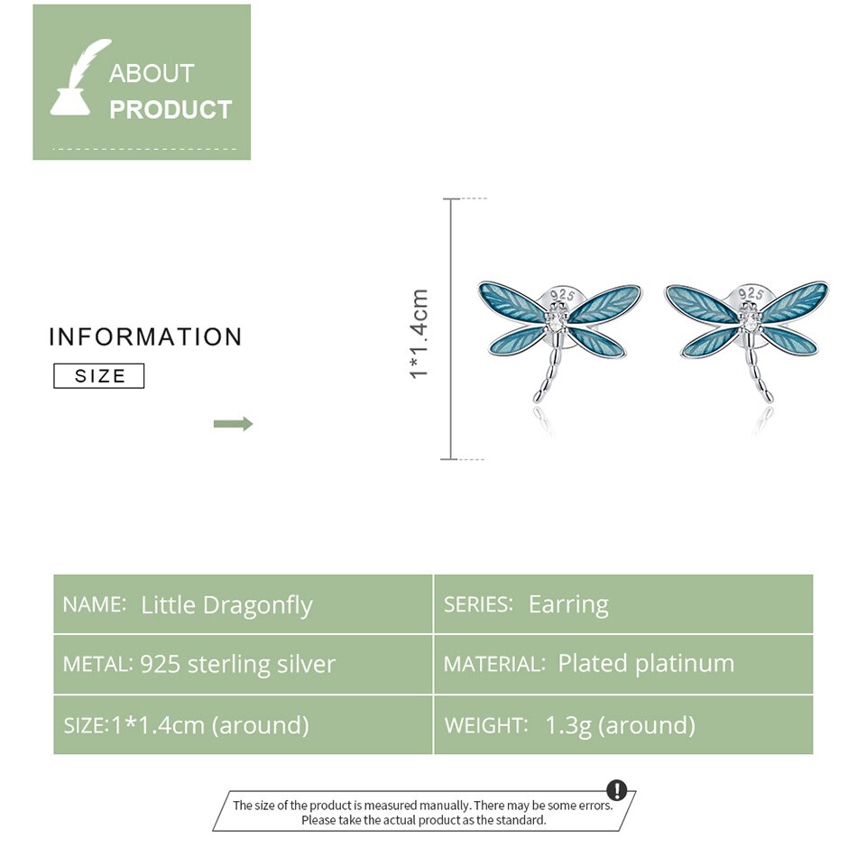 Bông Tai Bamoer BSE455 Làm Bằng Bạc Hình Chuồn Chuồn Thời Trang Cho Nữ