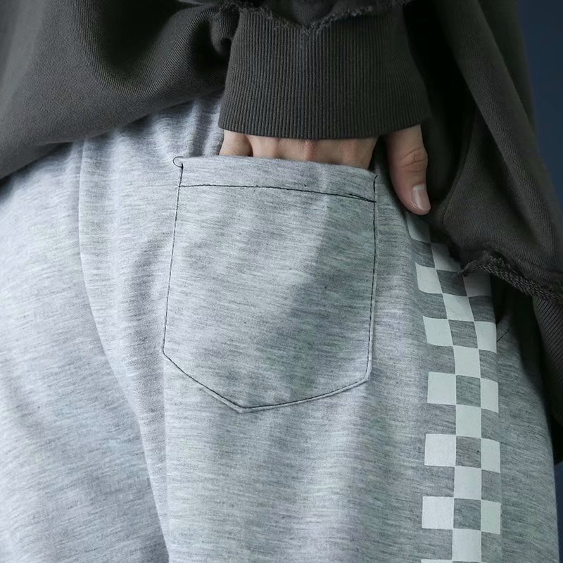 Quần dài ống rộng họa tiết kẻ ô vuông phong cách Hàn Quốc thời trang thường ngày cho nam