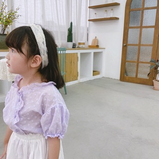Áo sơ mi trắng tím bé gái