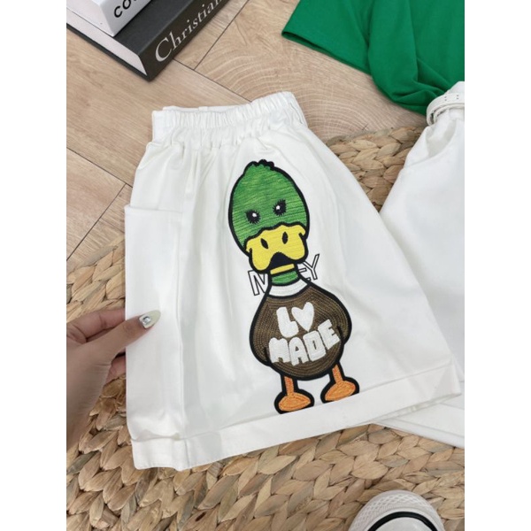 [FREESHIP] Set vịt 3 món áo thun cotton xanh + quần đũi mềm có túi + belt siêu xinh hot nhất Vịnh Bắc Bộ