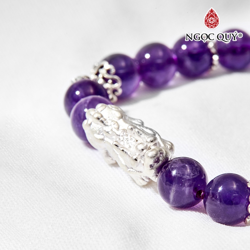 Vòng tay TA tím charm tỳ hưu - Ngọc Quý