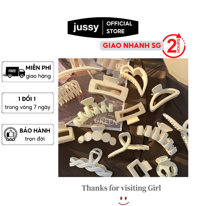 Kẹp Tóc Càng Cua Nhựa Trắng Kem Loại To Jussy Fashion Kiểu Cào Tóc Nhiều Mẩu Vinatge Phong Cách Hàn Quốc Mẩu Ngẫu Nhiên
