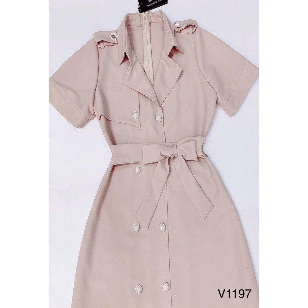 [ xả kho ] MiD Đầm nữ cổ sơ mi hồng V1197 Mie Design kèm ảnh thật