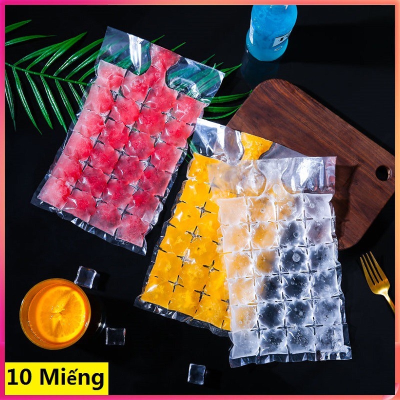 Túi làm đá làm kem sử dụng 1 lần set 10 túi 24 ngăn