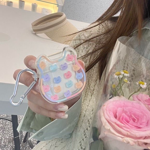 Vỏ Bảo Vệ Hộp Sạc Tai Nghe airpods 1 2 pro Bằng tpu Mềm Hình Đầu Gấu Màu Sắc