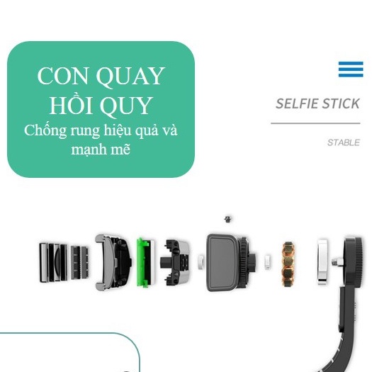 Gậy tự sướng Selfie Mini Gymbal điện thoại  L09 chống rung giá rẻ dùng quay Vlog - Tiktok Có Đèn Led gimbal