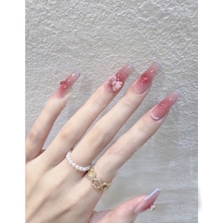 Nailbox hồng thạch trái tim nơ ngọt ngào