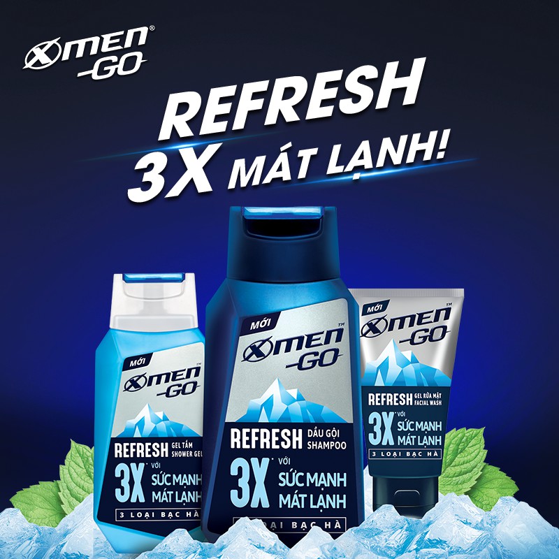 Dầu gội X-Men Go REFRESH 3 Loại Bạc Hà 630G