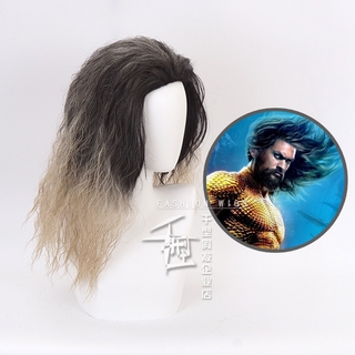 Bộ Tóc Giả Ngắn Màu Xám Gradient Bằng Vải Lanh Dùng Hóa Trang Nhân Vật Aquaman Arthur