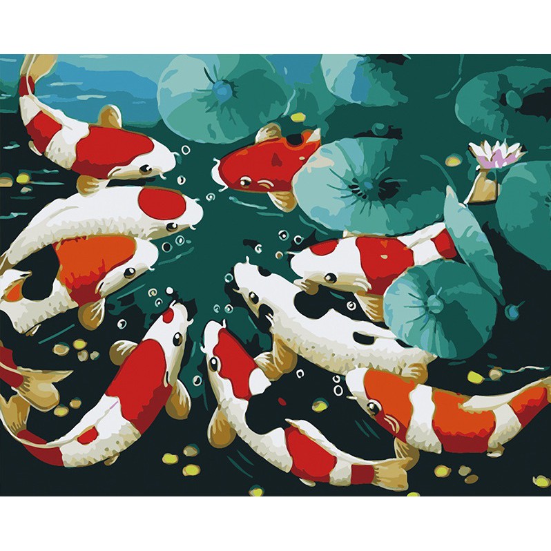 Tranh 40*50cm đã căng khung - TRANH PHONG THỦY - Tranh sơn dầu số hóa tự tô màu theo số