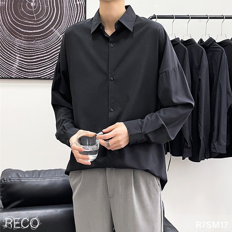 Áo sơ mi nam nữ Hàn Quốc cao cấp dáng rộng dài tay Shirt Loose R7SM17 Unisex