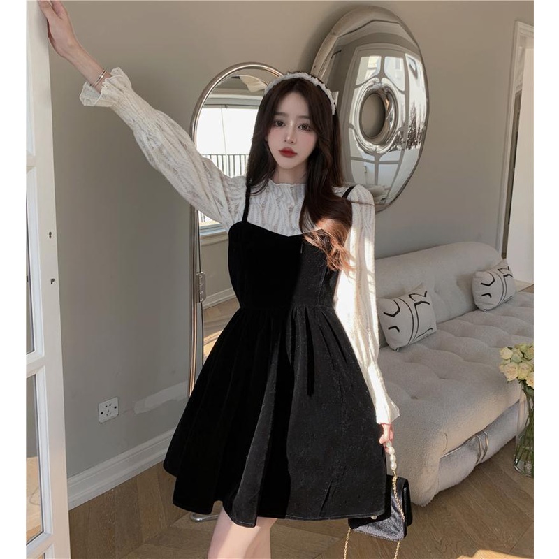 Set áo + váy hai dây tiểu thư