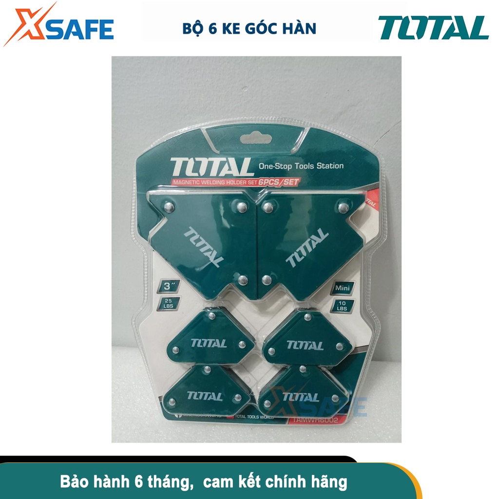 Bộ 6 ke góc nam châm TOTAL TAMWH6002 hợp kim siêu bền cứng và nam châm vĩnh cữu. Kích thước:3"x2 pcs, 4 pcs ke góc mini