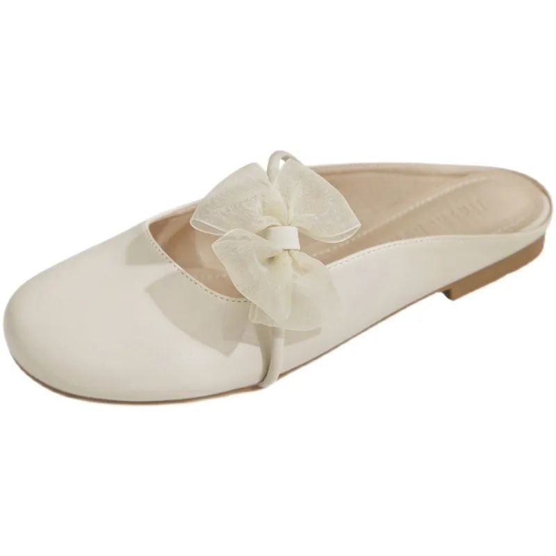 Dép Bít Mũi Đế Bằng Đính Nơ Thời Trang Mùa Hè Size 35-40M