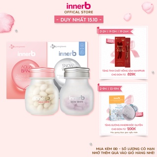 Bộ đôi thực phẩm bảo vệ sức khỏe InnerB Aqua Bank (giữ ẩm cho da) 56 viên và InnerB Snow White 56 viên