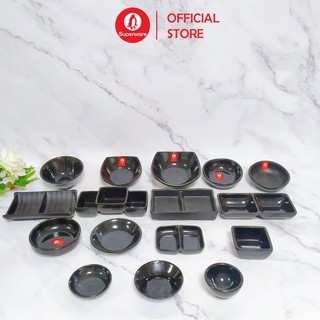 Bộ chén dĩa chấm Superware Nhựa phíp 100% melamine Đen