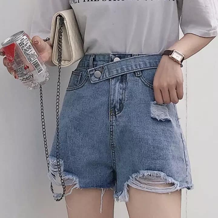 Quần short jean nữ rách - Quần sooc bò rách Denim thiết kế rách cá tính dáng chữ A thời trang mùa hè 2022 cho nữ | BigBuy360 - bigbuy360.vn