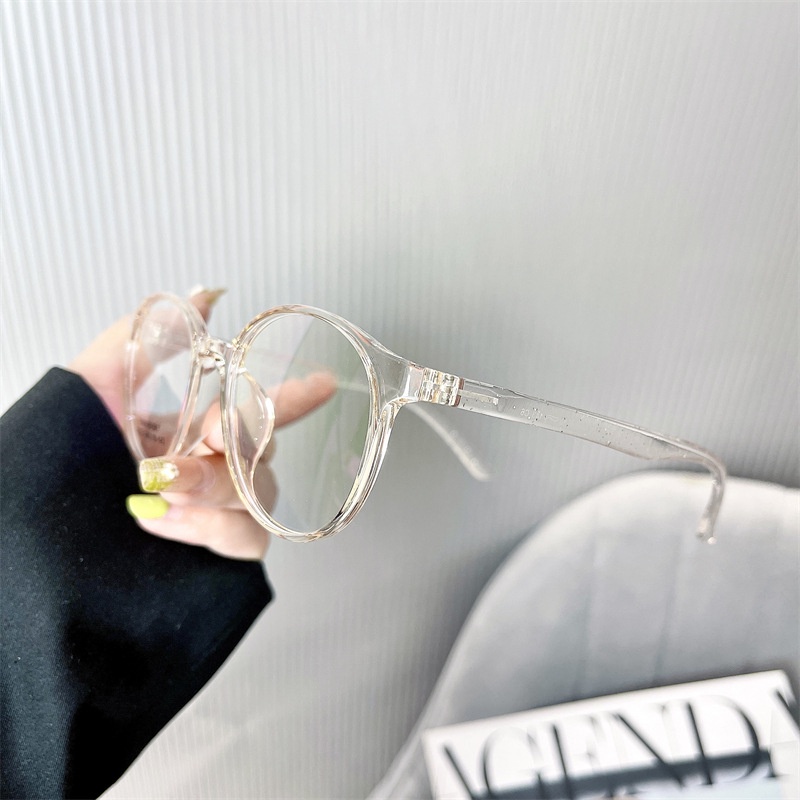 Mắt Kính Gọng Tròn TR90 Chống Ánh Sáng Xanh Trong Suốt Thời Trang Hàn Quốc
