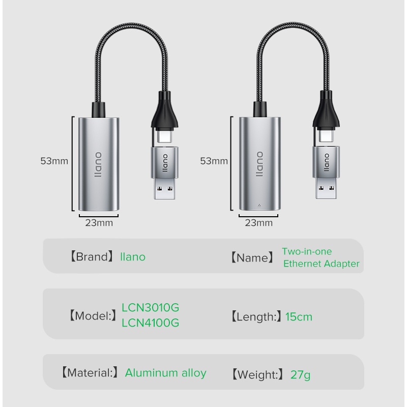 Thẻ mạng lan LLANO RJ45 chuyển đổi USB sang RJ45 USB 3.0 2.0 100/ 1000/ 2500Mbps