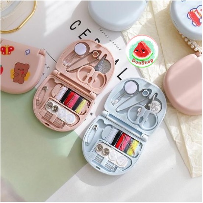 Hộp Kim Chỉ Đa Năng Gấp Gọn Hoạt Hình Syle Hàn Quốc - Bộ Dụng Cụ Kim Chỉ May Vá Mini Bỏ Túi DUASHOP