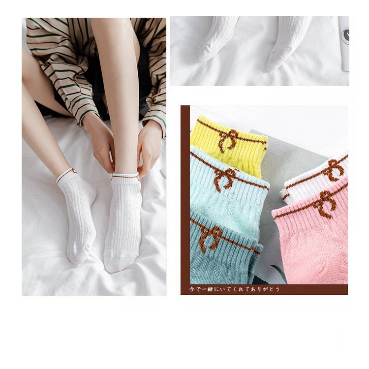 ❤️FREESHIP❤️ Tất - Vớ nữ Cotton Trơn Ulzzang Cổ Ngắn gân tăm Phong Cách Vintage Hàn Quốc