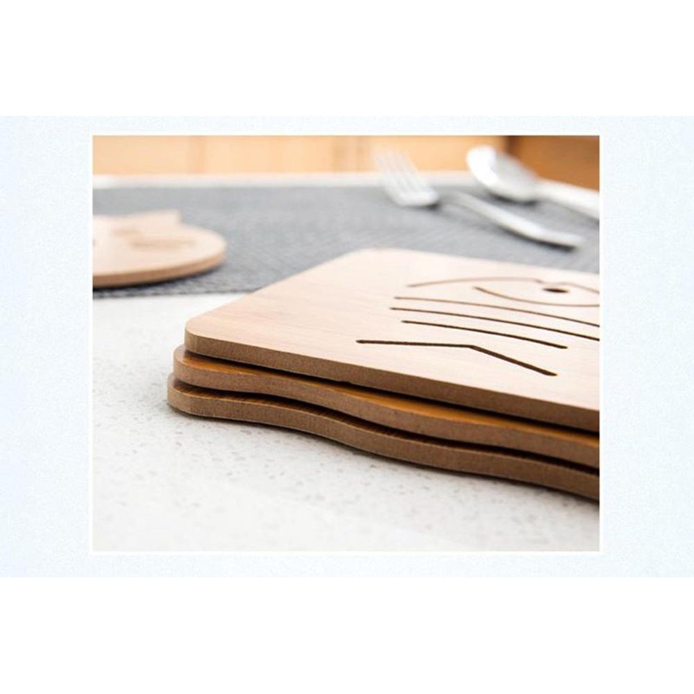 Lót Ly Cốc Đĩa Nồi Chảo bằng gỗ chống nóng cho bàn làm việc và bàn ăn
