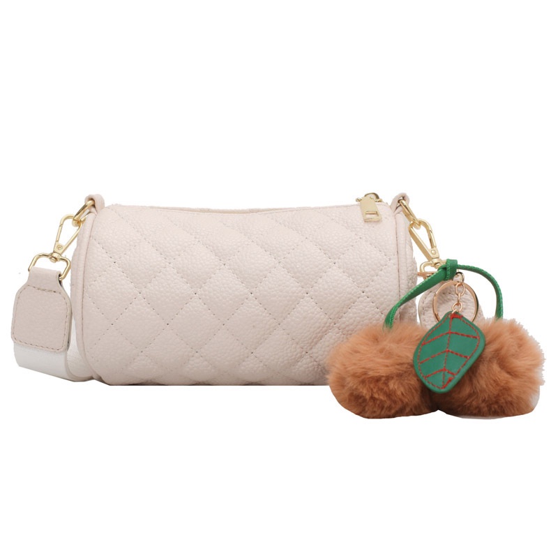 Túi Đeo Vai Hình Trụ Họa Tiết Hình Thoi Đơn Giản Cho Nữ