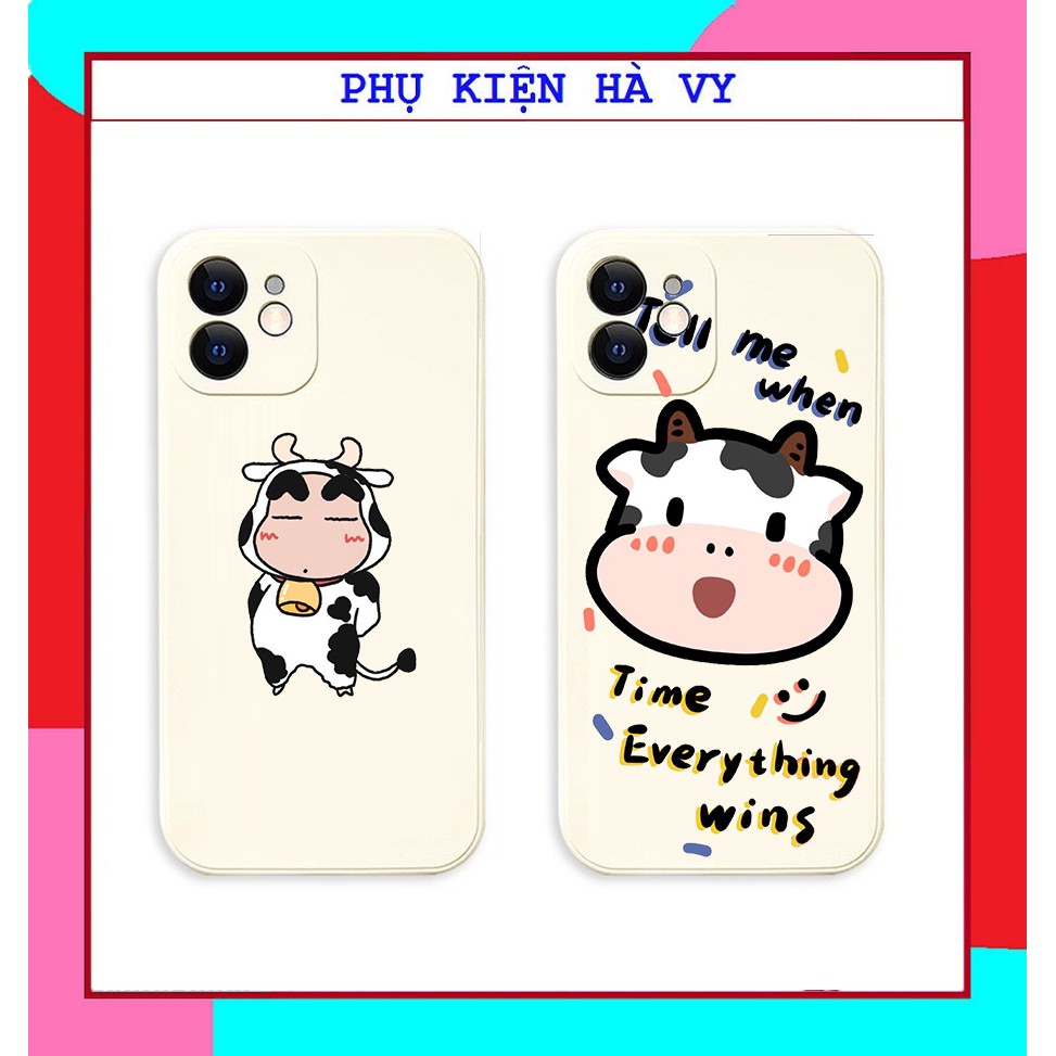 Ốp lưng hình bò cute cạnh vuông giả ip12 5/5s/6/6plus/6s/7/7plus/8/8plus/x/xr/xs/11/12/pro/max