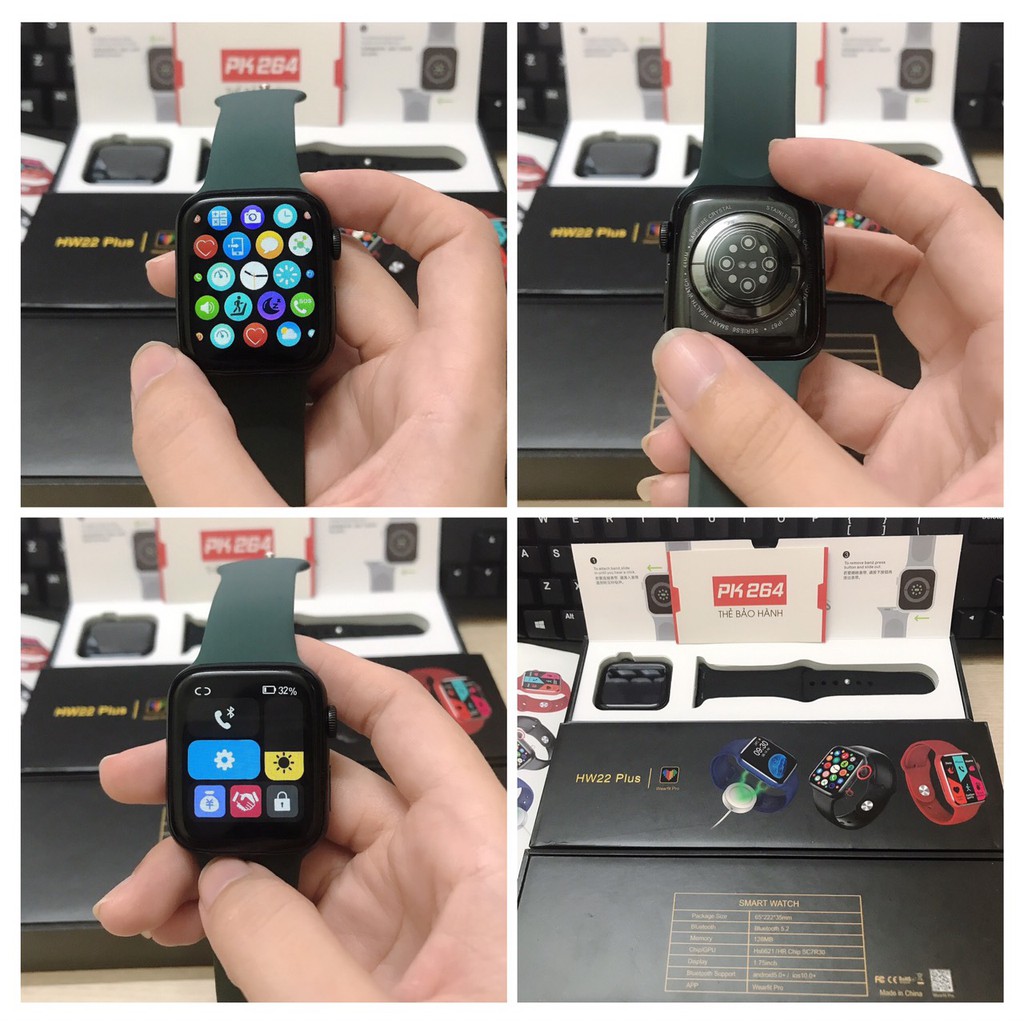 Đồng Hồ Thông Minh HW22 Plus Smartwatch Pin trâu Sạc không dây Thay ảnh tùy ý Kháng nước ip67 44mm