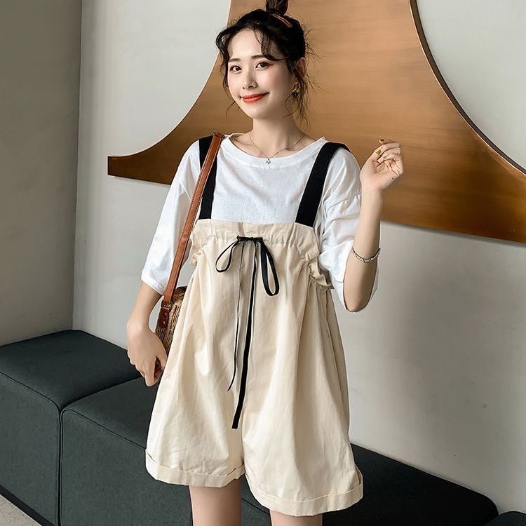 Bộ Áo Liền Quần Dáng Rộng Cỡ Nhỏ Phong Cách Hàn Quốc Thời Trang Mùa Hè Cho Nữ