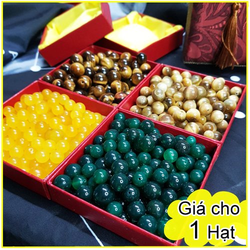 Hạt đá xâu vòng phong thủy đủ màu theo mệnh size 8 10 12 ly xâu vòng tay vòng cổ - GIÁ CHO 1 HẠT - Tặng dây và kim xâu