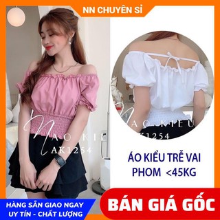 Áo kiểu croptop trễ vai ak1254 🔅ảnh thật🔅 áo kiểu nữ 🔅 áo croptop 🔅 áo kiểu thắt nơ