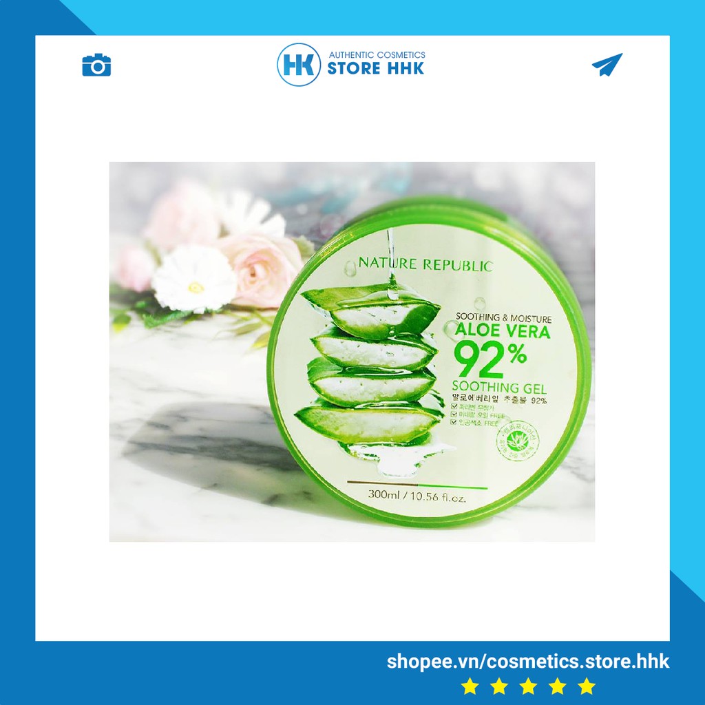 Gel lô hội Soothing & Moisture Aloe Vera 92% Nature Republic 300ml - Gel nha đam đa năng